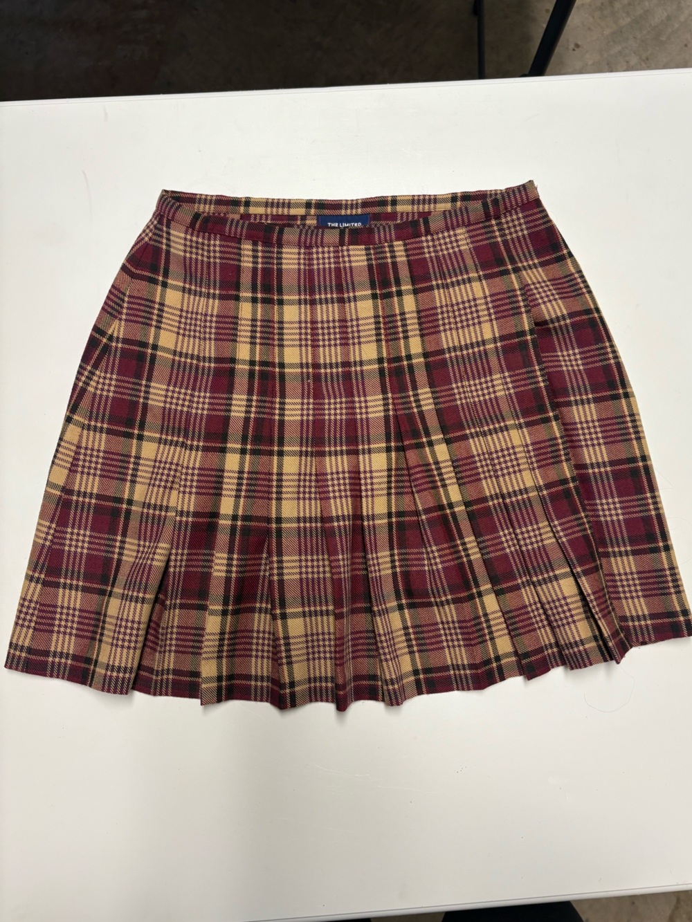The Limited Y2K Burgundy/purple Plaid Pleated Skirt